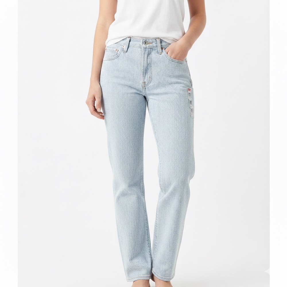 Levi's 501 Original Fit Women Size 31X30 Striped Denim Button Fly Straight Leg